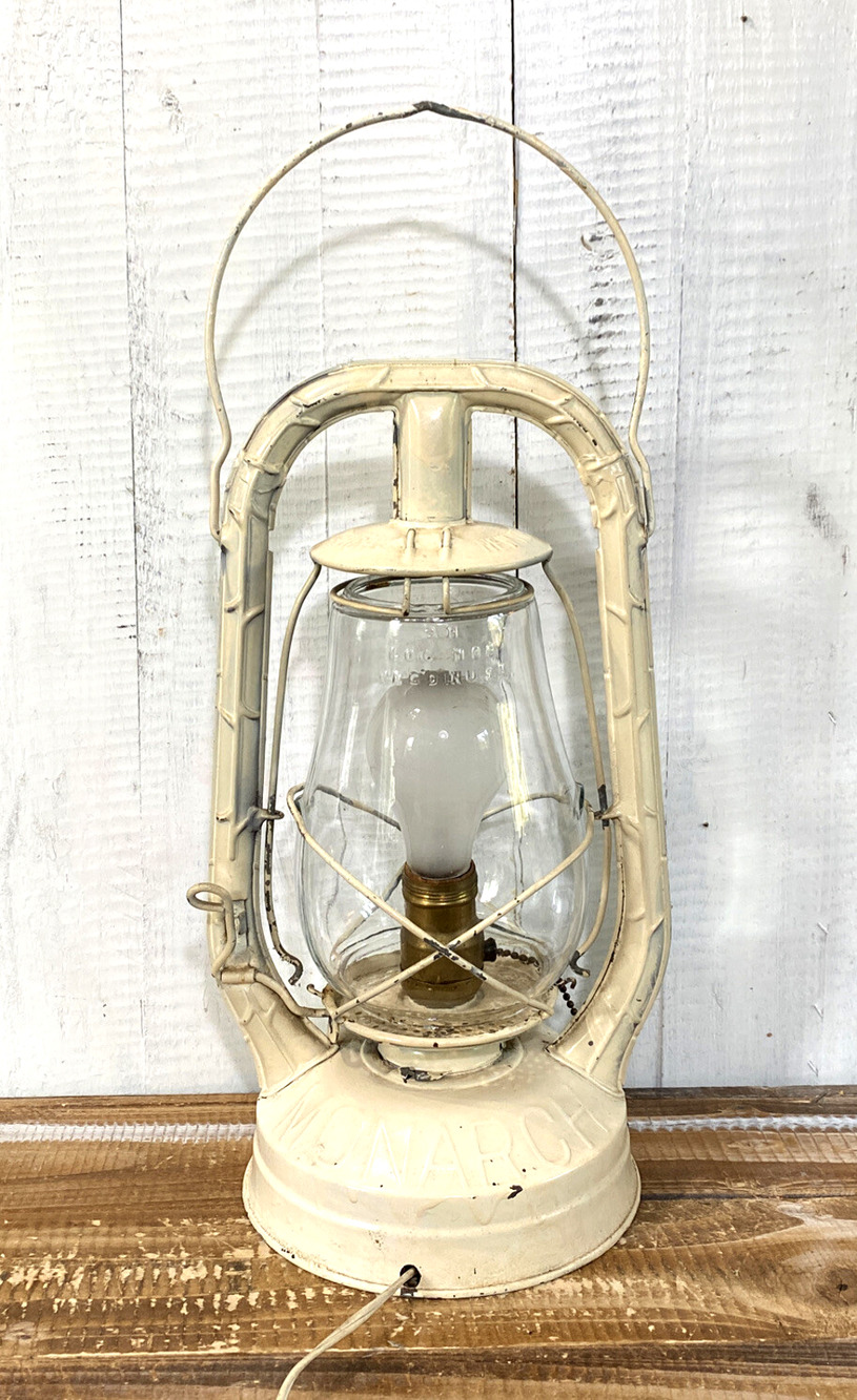 Vintage Dietz Monarch Lantern Fitzall Globe Electrified Lamp Rewire Needed